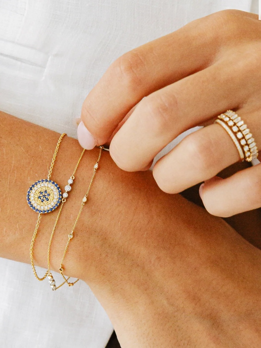 Dana Rebecca Designs Ava Bea Trio Station Diamond Bracelet 14k Yellow Gold 6.75” - Picture 6 of 11
